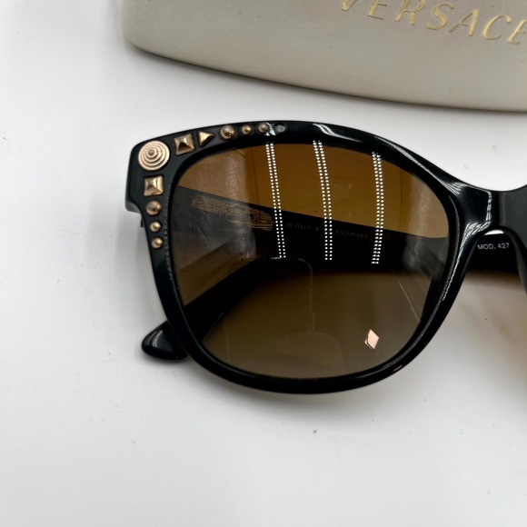 Versace VE4270 Sunglasses Women Brown Polarized Lens Studded Cat Eye Black Frame main image 15